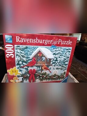 Ravensburger Red & Orange Cardinal Bird Feeder Holiday Puzzle Art
